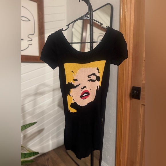 Y2K Vintage Betsey Johnson Marilyn Monroe Black Knit Romper - Picture 2 of 9